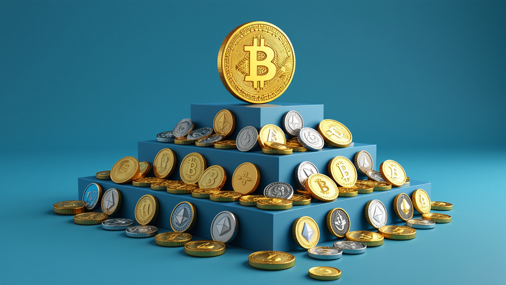 Bitcoin VS Cryptocurrency with Bitcoin on pyramid top